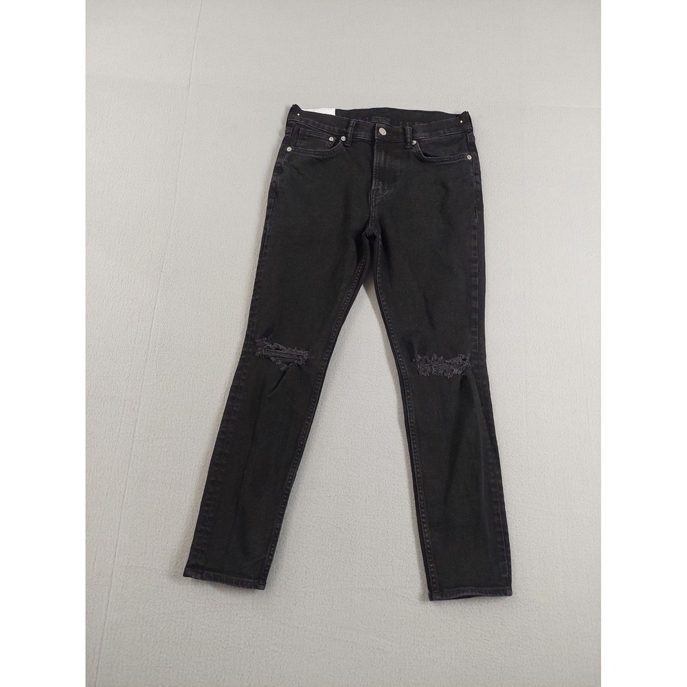 & Denim Women Jean 30 Black‎ Denim Skinny Cropped High Rise Stretch Distressed